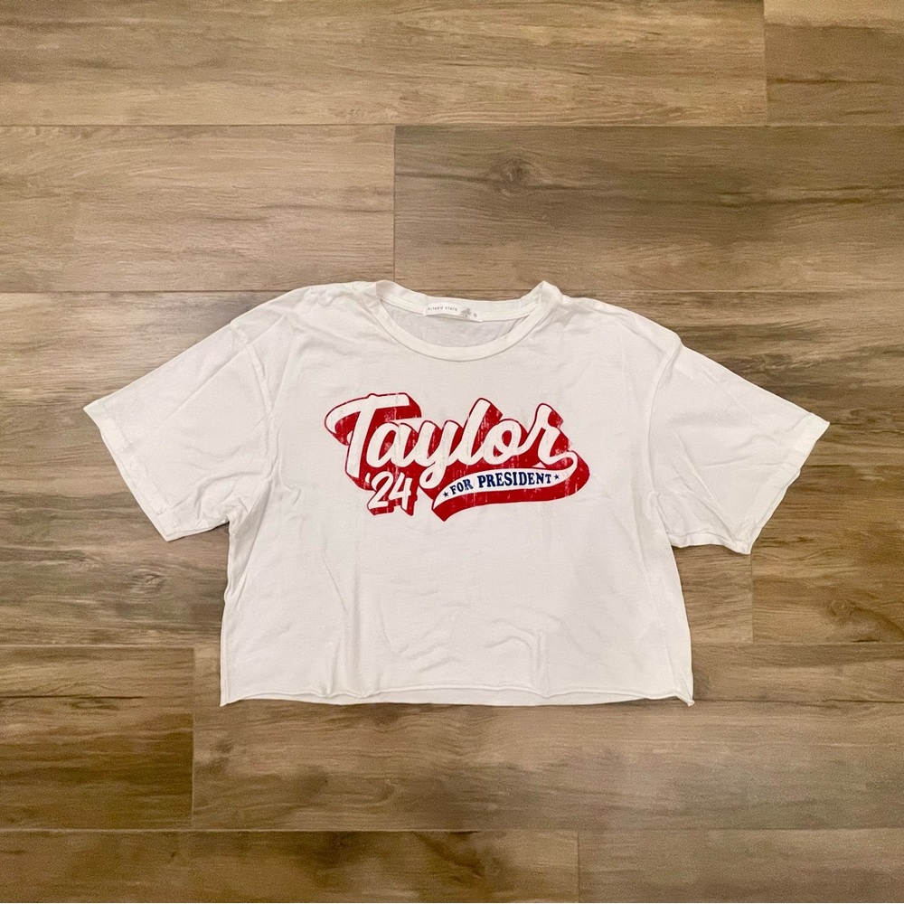 Altar'd State White and Red Short Sleeve Tee
